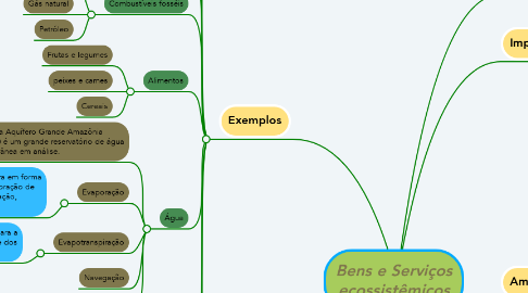 Mind Map: Bens e Serviços ecossistêmicos