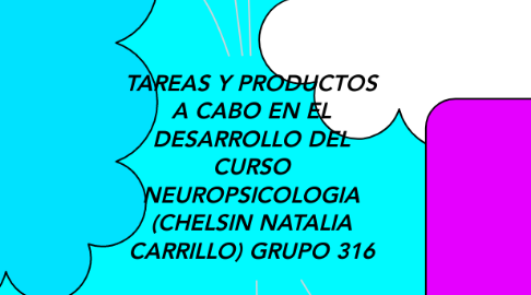 Mind Map: TAREAS Y PRODUCTOS A CABO EN EL DESARROLLO DEL CURSO NEUROPSICOLOGIA (CHELSIN NATALIA CARRILLO) GRUPO 316