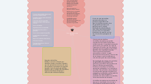 Mind Map: Ciclo reprodutivo das briófita.