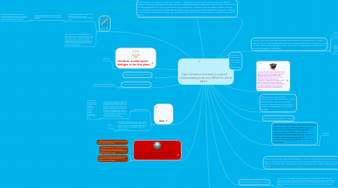 Mind Map: Topic: Literature at its best is a way of communicating truths too difficult to talk about.