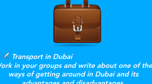 Mind Map: Transport in Dubai Work in your groups and write about one of the ways of getting around in Dubai and its advantages and disadvantages.