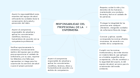 Mind Map: RESPONSABILIDAD DEL PROFESIONAL DE LA ENFERMERÍA