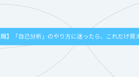 Mind Map: 【就活・転職】「自己分析」のやり方に迷ったら、これだけ買え!オススメな本3選