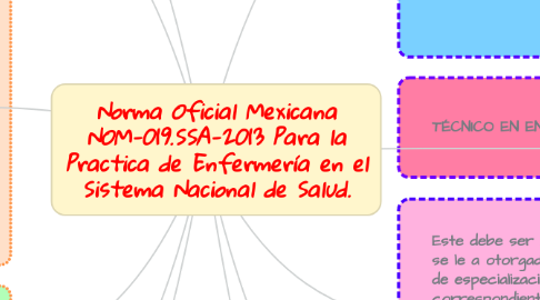 Mind Map: Norma Oficial Mexicana NOM-019.SSA-2013 Para la Practica de Enfermería en el Sistema Nacional de Salud.