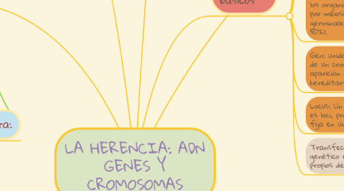 Mind Map: LA HERENCIA: ADN GENES Y CROMOSOMAS