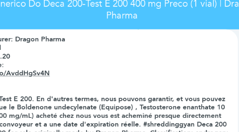 Mind Map: Generico Do Deca 200-Test E 200 400 mg Preco (1 vial) | Dragon Pharma