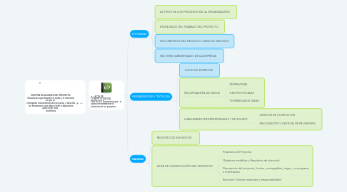 Mind Map: GESTIÓN DE ALCANCE DEL PROYECTO: Documento que describe el modo y el momento en que se   entregarán los beneficios del proyecto, y describe los mecanismos que deben estar a disposición para medir esos   beneficios