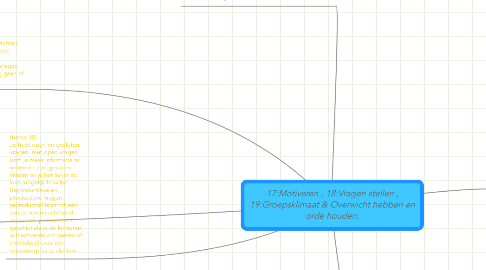 Mind Map: 17:Motiveren , 18:Vragen stellen , 19:Groepsklimaat & Overwicht hebben en orde houden.