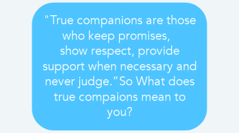 Mind Map: "True companions are those who keep promises,   show respect, provide support when necessary and never judge.”So What does true compaions mean to you?