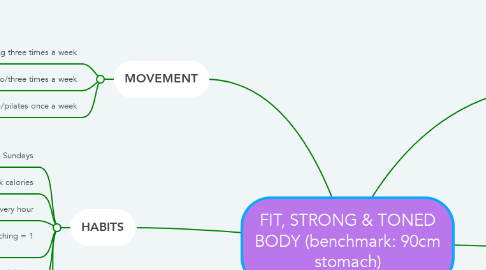 Mind Map: FIT, STRONG & TONED BODY (benchmark: 90cm stomach)