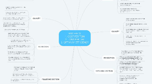 Mind Map: RGS FEEDS 1. COST PER TON 2. TONS PER DAY 3. OPTIMUM EFFICIENCY