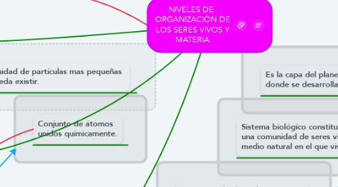 Mind Map: NIVELES DE  ORGANIZACIÓN DE LOS SERES VIVOS Y MATERIA