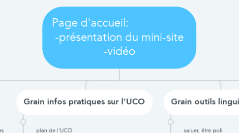 Mind Map: Page d'accueil:                    -présentation du mini-site -vidéo