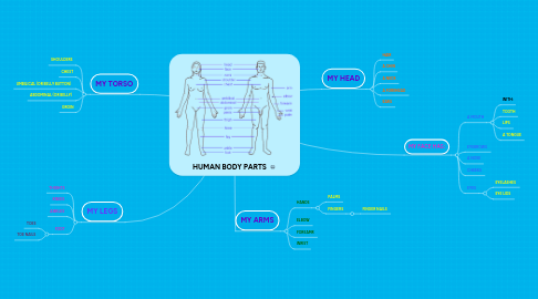 Mind Map: HUMAN BODY PARTS