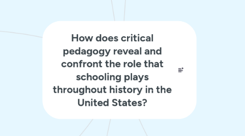 Mind Map: How does critical pedagogy reveal and confront the role that schooling plays throughout history in the United States?
