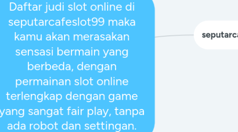 Mind Map: Daftar judi slot online di seputarcafeslot99 maka kamu akan merasakan sensasi bermain yang berbeda, dengan permainan slot online terlengkap dengan game yang sangat fair play, tanpa ada robot dan settingan.