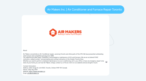 Mind Map: Air Makers Inc. | Air Conditioner and Furnace Repair Toronto