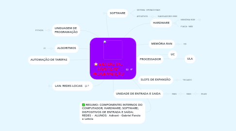 Mind Map: ERA DIGITAL LÓGICA DE PROGRAMAÇÃO