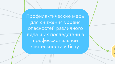 Mind Map: Профилактические меры для снижения уровня опасностей различного вида и их последствий в профессиональной деятельности и быту.