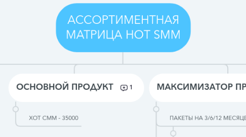 Mind Map: АССОРТИМЕНТНАЯ МАТРИЦА HOT SMM