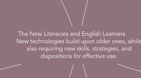 Mind Map: The New Literacies and English Learners New technologies build upon older ones, while also requiring new skills, strategies, and dispositions for effective use.