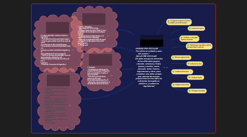 Mind Map: HIGIENE PRE-ESCOLAR (Se refiere al cuidado y aseo del cuerpo.) SALUD PRE-ESCOLAR (Se debe incorporar alimentos de los diferentes grupos: cereales, verduras y frutas, grasas y aceites, carne, pescado, leche, huevos, leguminosas y otros, para constituir una dieta variada que, además de energía, proporcione los tres tipos de nutrientes (energéticos, plásticos y sustancias reguladoras)