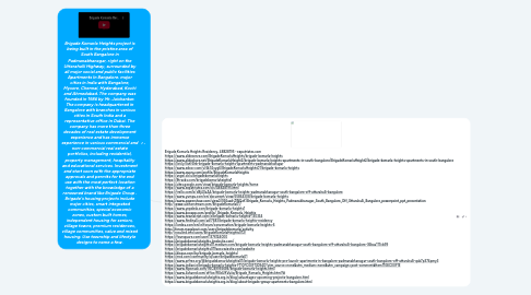 Mind Map: Brigade Komarla Heights project is being built in the pristine area of South Bangalore in Padmanabhanagar, right on the Uttarahalli Highway, surrounded by all major social and public facilities Apartments In Bangalore. major cities in India with Bangalore, Mysore, Chennai, Hyderabad, Kochi and Ahmedabad. The company was founded in 1986 by Mr. Jaishankar. The company is headquartered in Bangalore with branches in various cities in South India and a representative office in Dubai. The company has more than three decades of real estate development experience and has immense experience in various commercial and non-commercial real estate portfolios, including residential, property management, hospitality and educational services. Investment and start soon with the appropriate approvals and permits for the end use with the most perfect location together with the knowledge of a renowned brand like Brigade Group . Brigade's housing projects include major cities, smart integrated communities, special economic zones, custom built homes, independent housing for seniors, village towns, premium residences, village communities, value and mixed housing. Use township and lifestyle designs to name a few.