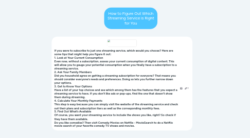 Mind Map: How to Figure Out Which Streaming Service is Right for You