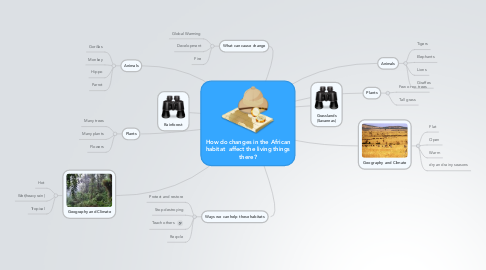 Mind Map: How do changes in the African habitat  affect the living things there?