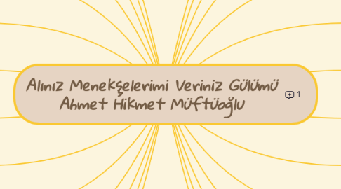 Mind Map: Alınız Menekşelerimi Veriniz Gülümü Ahmet Hikmet Müftüoğlu
