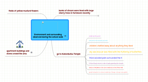 Mind Map: Environment and surrounding observed during the school walk