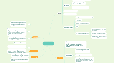 Mind Map: pregnancy physiological changes