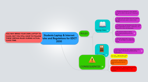 Mind Map: Students Laptop & Internet Rules and Regulations for EDCT 2030