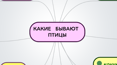 Mind Map: КАКИЕ   БЫВАЮТ   ПТИЦЫ