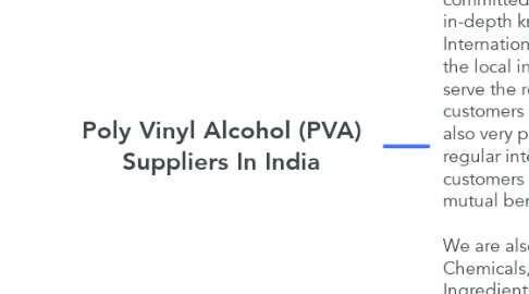Mind Map: Poly Vinyl Alcohol (PVA) Suppliers In India