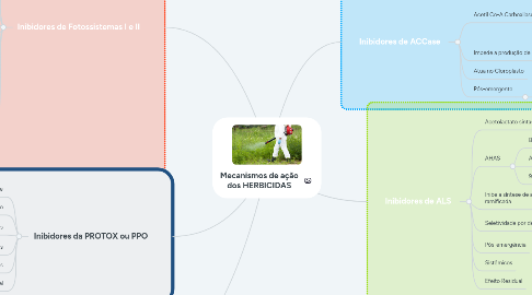 Mind Map: Mecanismos de ação dos HERBICIDAS