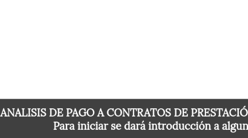 Mind Map: ANALISIS DE PAGO A CONTRATOS DE PRESTACIÓN DE SERVICIOS - IDRD. Para iniciar se dará introducción a algunos conceptos.