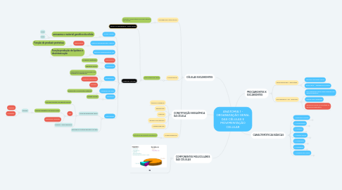 Mind Map: ANATOMIA 1 - ORGANIZAÇÃO GERAL DAS CÉLULAS E MOVIMENTAÇÃO CELULAR