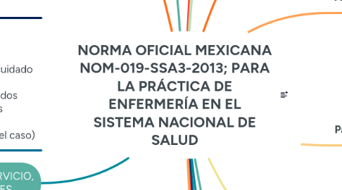 Mind Map: NORMA OFICIAL MEXICANA NOM-019-SSA3-2013; PARA LA PRÁCTICA DE ENFERMERÍA EN EL SISTEMA NACIONAL DE SALUD