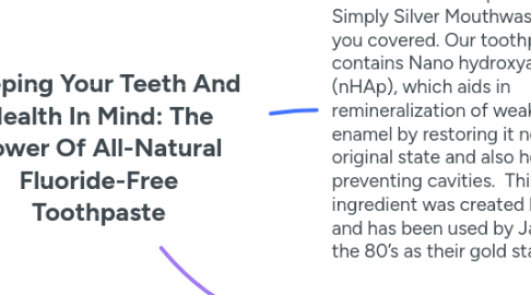 Mind Map: Keeping Your Teeth And Health In Mind: The Power Of All-Natural Fluoride-Free Toothpaste