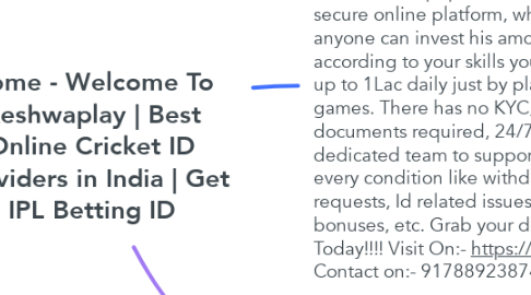 Mind Map: Home - Welcome To Keshwaplay | Best Online Cricket ID Providers in India | Get IPL Betting ID