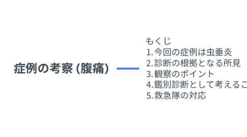 Mind Map: 症例の考察 (腹痛)