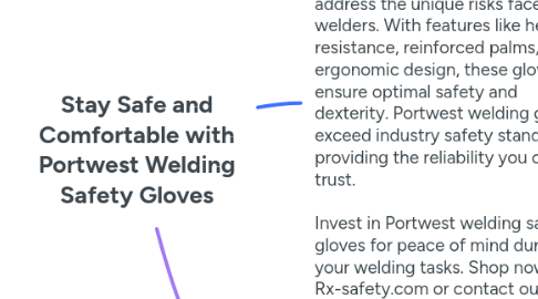 Mind Map: Stay Safe and Comfortable with Portwest Welding Safety Gloves