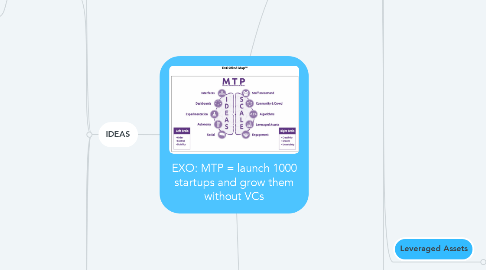 Mind Map: EXO: MTP = launch 1000 startups and grow them without VCs
