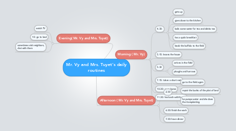 Mind Map: Mr. Vy and Mrs. Tuyet's daily routines