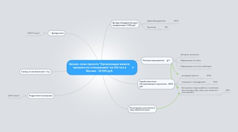 Mind Map: Бизнес-план проекта "Организация живого тренинга по отношениям" на 100 чел в Москве - 16 550 руб.