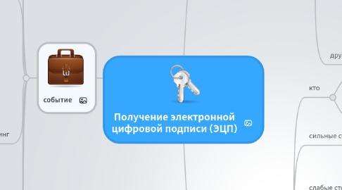 Mind Map: Получение электронной цифровой подписи (ЭЦП)