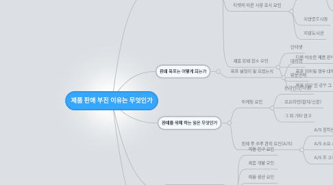 Mind Map: 제품 판매 부진 이유는 무엇인가