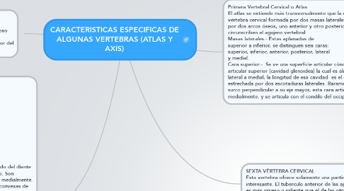 Mind Map: CARACTERISTICAS ESPECIFICAS DE ALGUNAS VERTEBRAS (ATLAS Y AXIS)