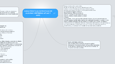 Mind Map: CARACTERISTICAS ESPECIFICAS DE ALGUNAS VERTEBRAS (ATLAS Y AXIS)